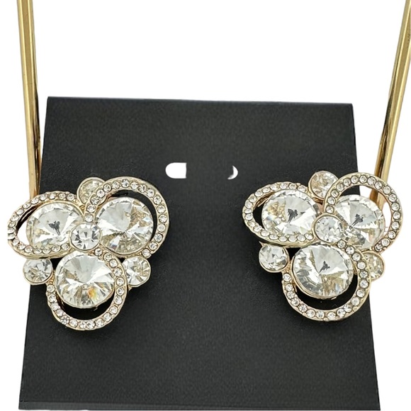 Clip-On Jeweled Rhinestone Earrings - Picture 2 of 5